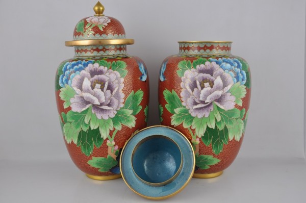 - 20% sconto Coppia di potiché cloisonné metà '900 - immagine 3