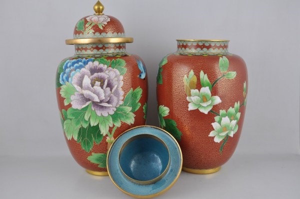 - 20% sconto Coppia di potiché cloisonné metà '900 - immagine 2