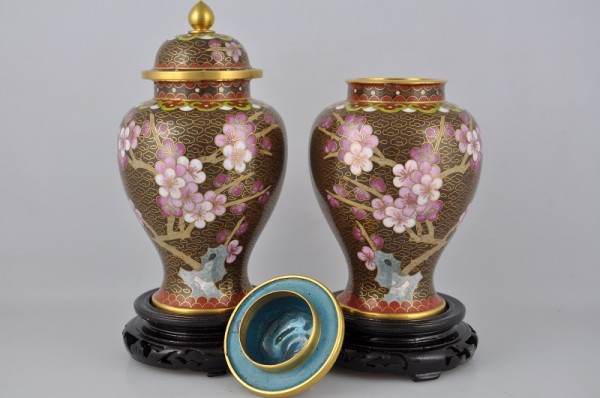 - 20% sconto Coppia di potiché cloisonné metà '900 - immagine 2