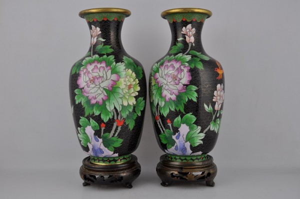 - 25% sconto Coppia di vasi cloisonné metà '900 - immagine 3