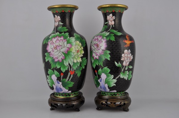 - 25% sconto Coppia di vasi cloisonné metà '900 - immagine 2