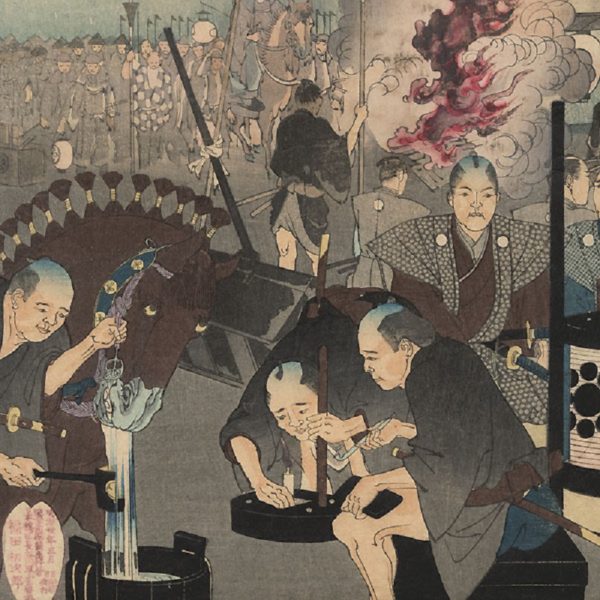 - 20% sconto Chikanobu, stampa originale Preparativi per la processione di un daimyo al Palazzo Chioda,1895-1897 - immagine 3