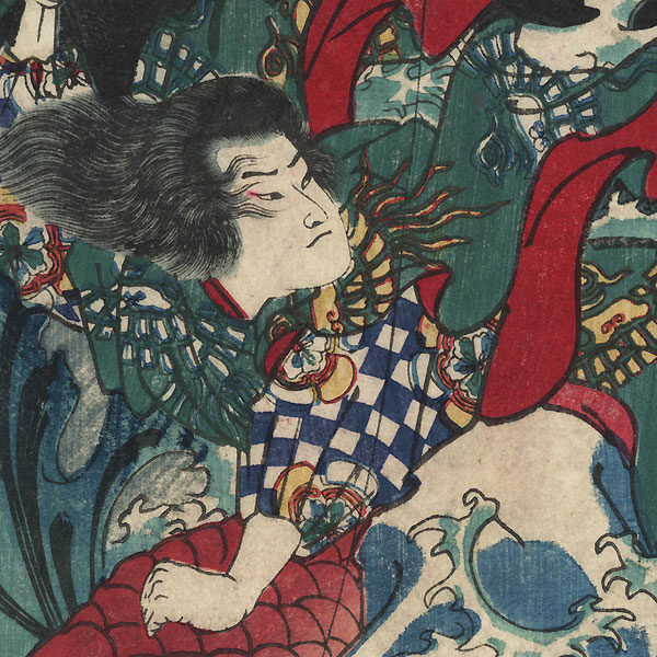 - 20% sconto Tsukioka Yoshitoshi, Hodemi no Mikoto in sella ad un orata,1867 - immagine 3
