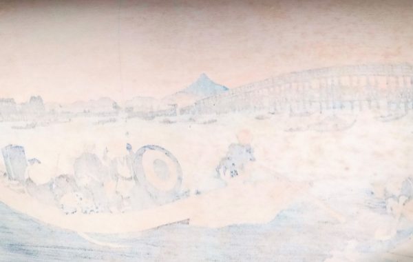 - 30 % SCONTO Katsushika Hokusai,Vista dal tramonto, Onmayagashi yory ryogoku-bashi no sekiyo wo miru,1830-32 - immagine 2