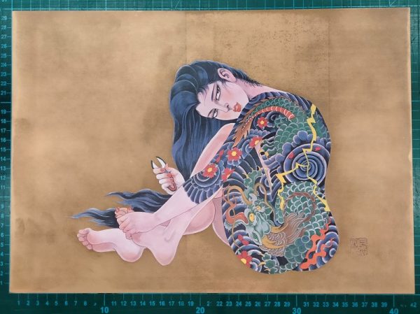 - 30 % SCONTO Bonten Tarō, Titolo: Donne tatuate, 1970 c.a. Stampa litografica di pregio - immagine 2