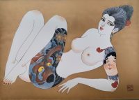Bonten Tarō, Titolo: Donne tatuate, 1970 c.a. Stampa litografica di pregio
