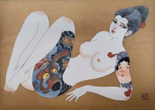 Bonten Tarō, Titolo: Donne tatuate, 1970 c.a. Stampa litografica di pregio - immagine 3