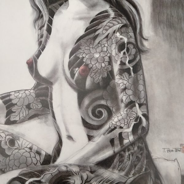 - 20 % SCONTO Bonten Tarō, Titolo: Donne tatuate, 1970 c.a. Stampa litografica di pregio - immagine 6