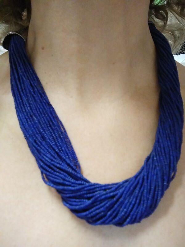 -25 % sconto Pregiata collana 47 fili in lapislazzuli naturale blu proveniente Afghanistan - immagine 2