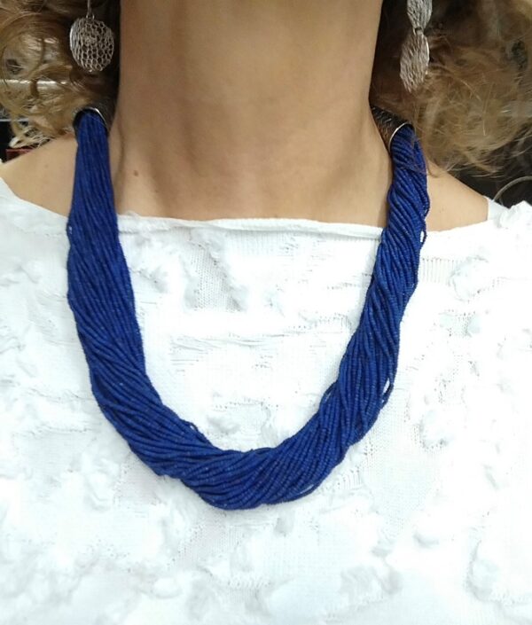-25 % sconto Pregiata collana 47 fili in lapislazzuli naturale blu proveniente Afghanistan - immagine 6