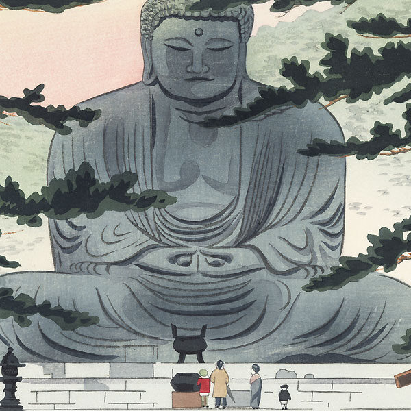 - 20% sconto Shinhanga originale prima edizione, Tomikichirō Tokuriki, Grande Buddha a Kamakura,1941 - immagine 2