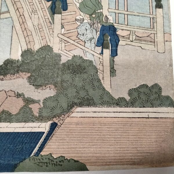 Katsushika Hokusai, Il ponte a tamburo presso il santuario di Tenjin a Tameido, 1834 c.a. - immagine 6