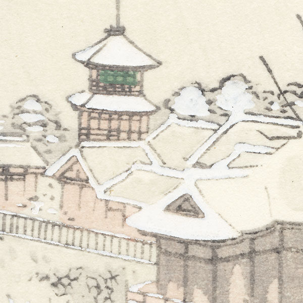SHIN-HANGA ORIGINALE IN PICCOLO FORMATO, Villaggio sotto la neve,1930 - immagine 3