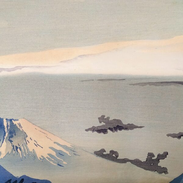 - 20% sconto Shinhanga originale, prima edizione,Tomikichirō Tokuriki, Vista in lontananza del Fuji dalla stazione Shinshu Kiyosato,1936-40 - immagine 7