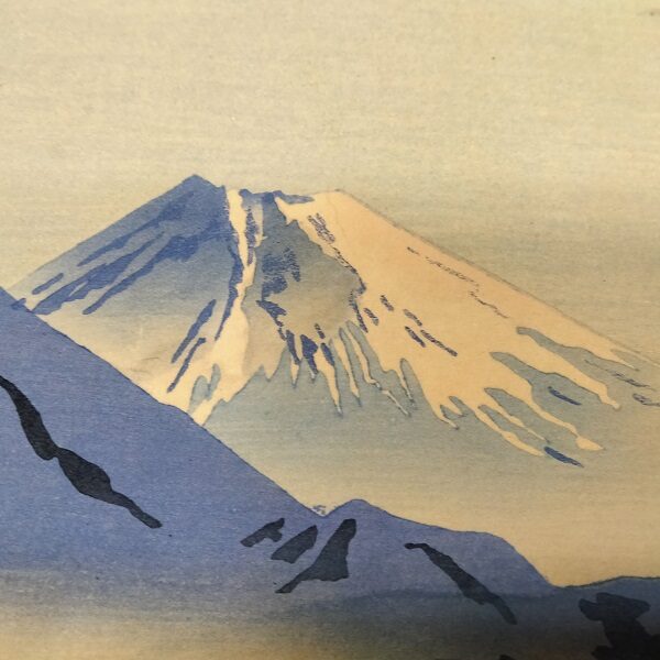 - 20% sconto Shinhanga originale, prima edizione,Tomikichirō Tokuriki, Vista in lontananza del Fuji dalla stazione Shinshu Kiyosato,1936-40 - immagine 6