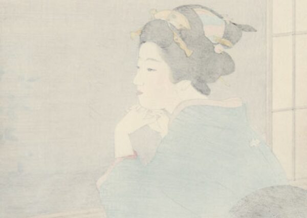 Shinhanga in stile bijinga, Uemura Shoen, Foglie verdi di primavera,1980 - immagine 2