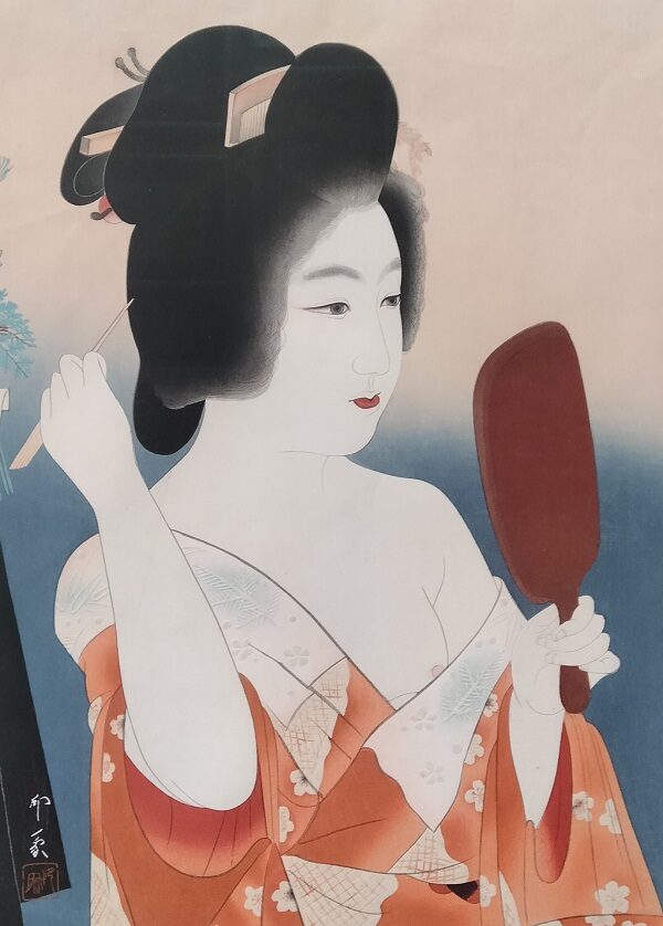 Shinhanga in stile bijinga, Dōmoto Inshō, Primo trucco del nuovo anno,1935 - immagine 2