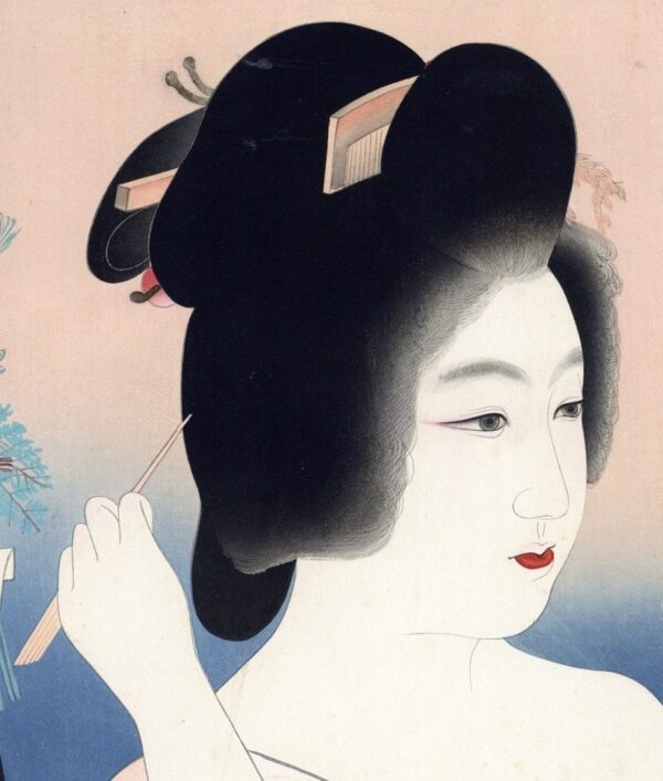 Shinhanga in stile bijinga, Dōmoto Inshō, Primo trucco del nuovo anno,1935 - immagine 8