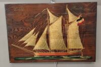 Quadro raffigurante un veliero dipinto a mano su tavola di legno