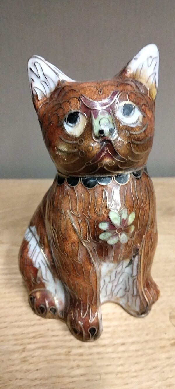Gatto in cloisonné epoca  metà ‘900 - immagine 2