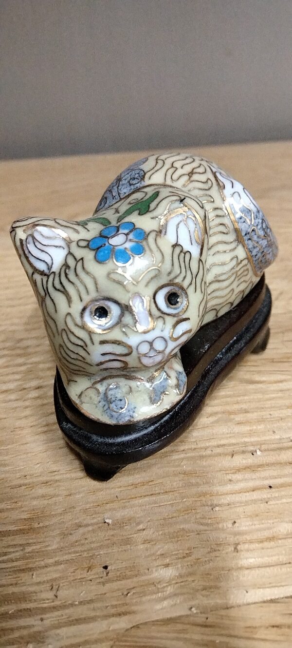 Gatto in cloisonné epoca  metà ‘900 - immagine 3