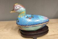 Scatola a forma di papera in cloisonné epoca metà ‘900