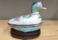 Scatola a forma di papera in cloisonné epoca metà ‘900