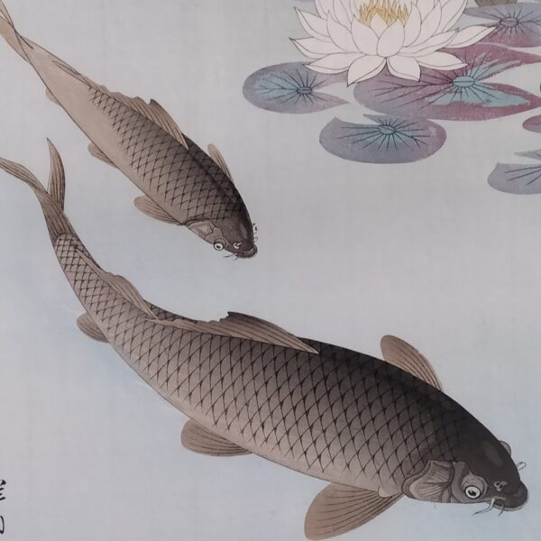 Ohara Koson, Carpe e ninfee, Shin-hanga originale, 1933 - immagine 4