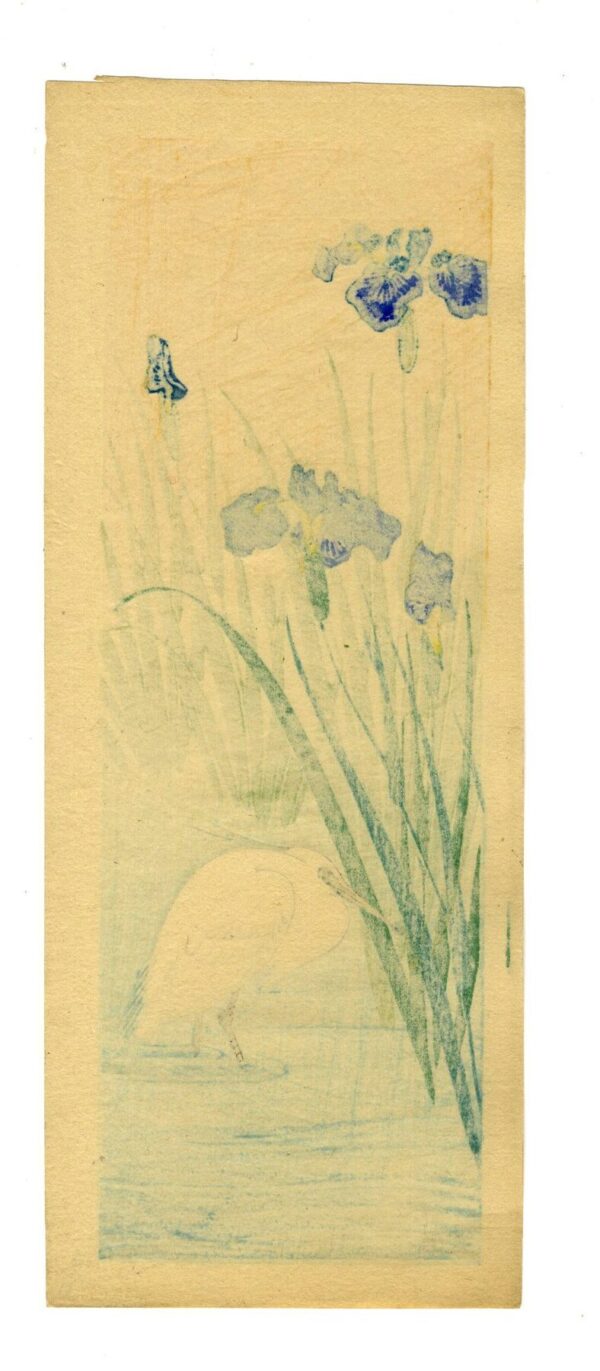 Shinhanga originale,Ohara Koson, Airone bianco e iris in fiore,1937 - immagine 2