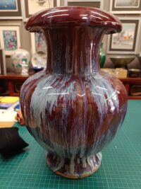 Vaso in porcellana invetriato flambé primi '900