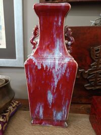 Vaso in porcellana a forma hu invetriato flambé primi '900