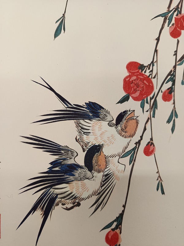 QU-721b Utagawa Hiroshige, Rondini e fiori di pesco sotto la luna piena - immagine 3