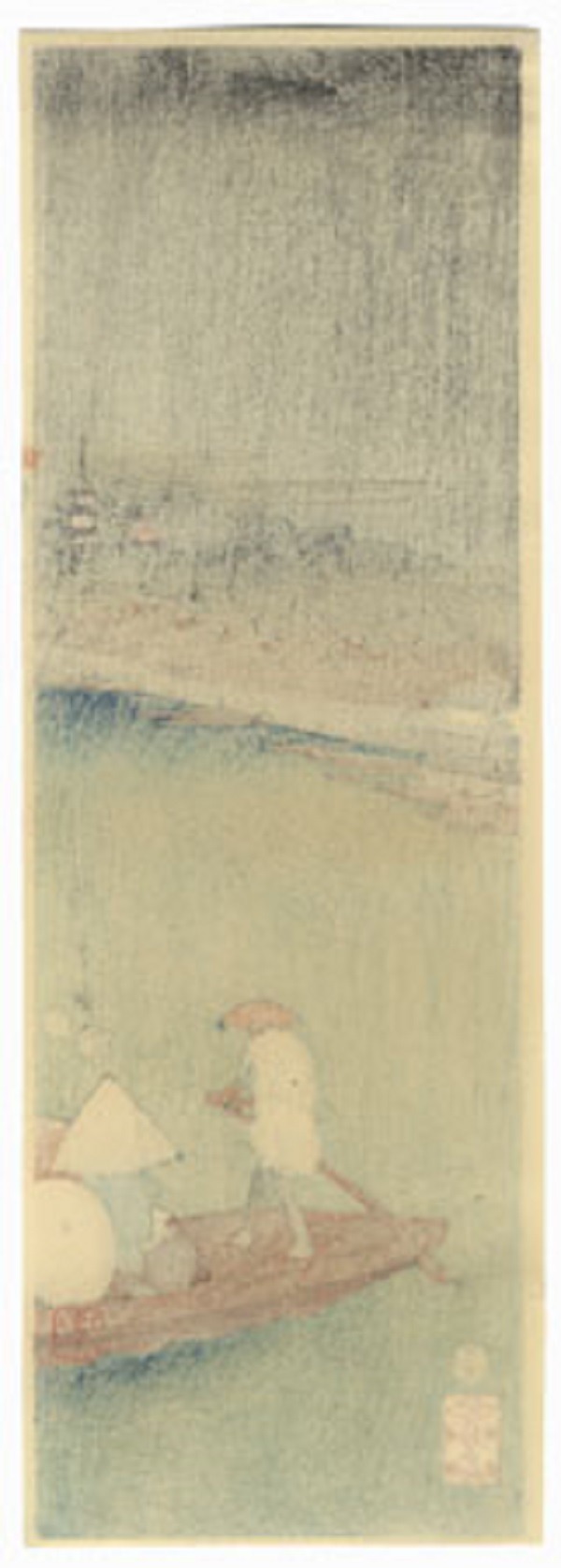 QU-749a Utagawa Hiroshige, Vista in lontananza del tempio Kinryuzan dal fiume Asakusa - immagine 2