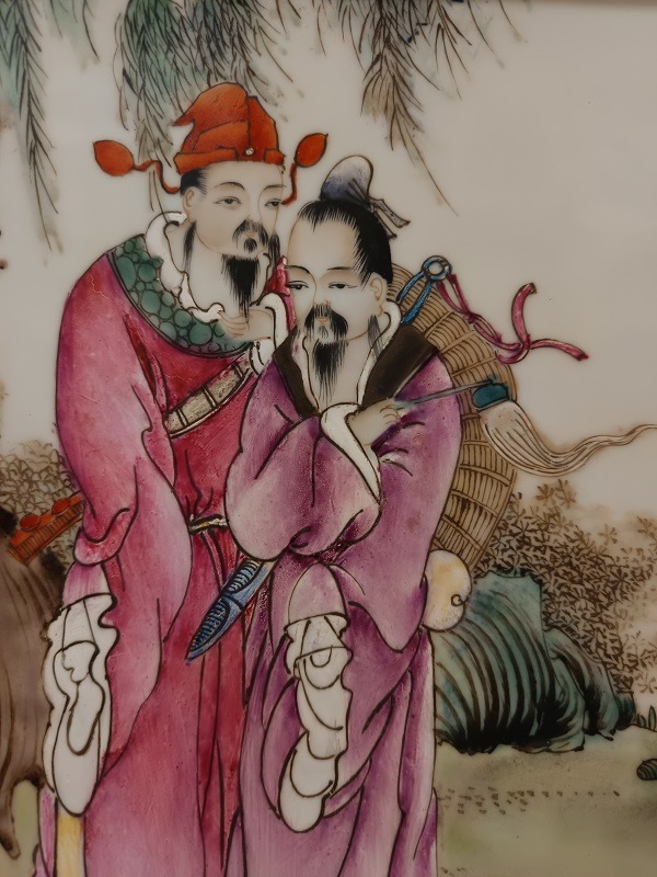 QU-44a Pannello decorativo in porcellana policroma dipinta a mano, epoca prima metà '900 - immagine 3