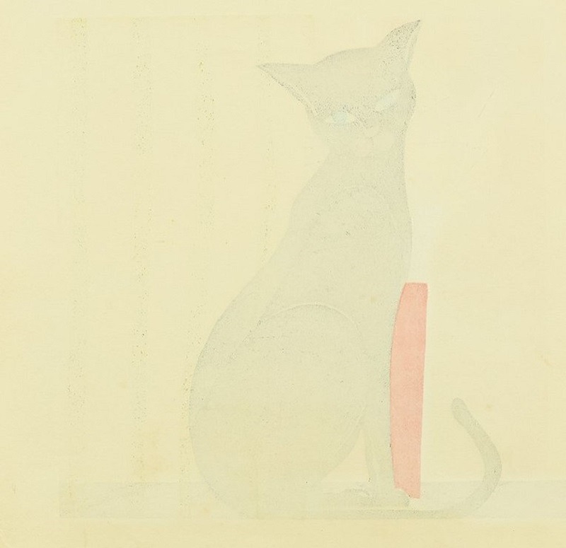 QU-809a Shinhanga originale, Masao Ido, Gatto alla finestra,1985 - immagine 10