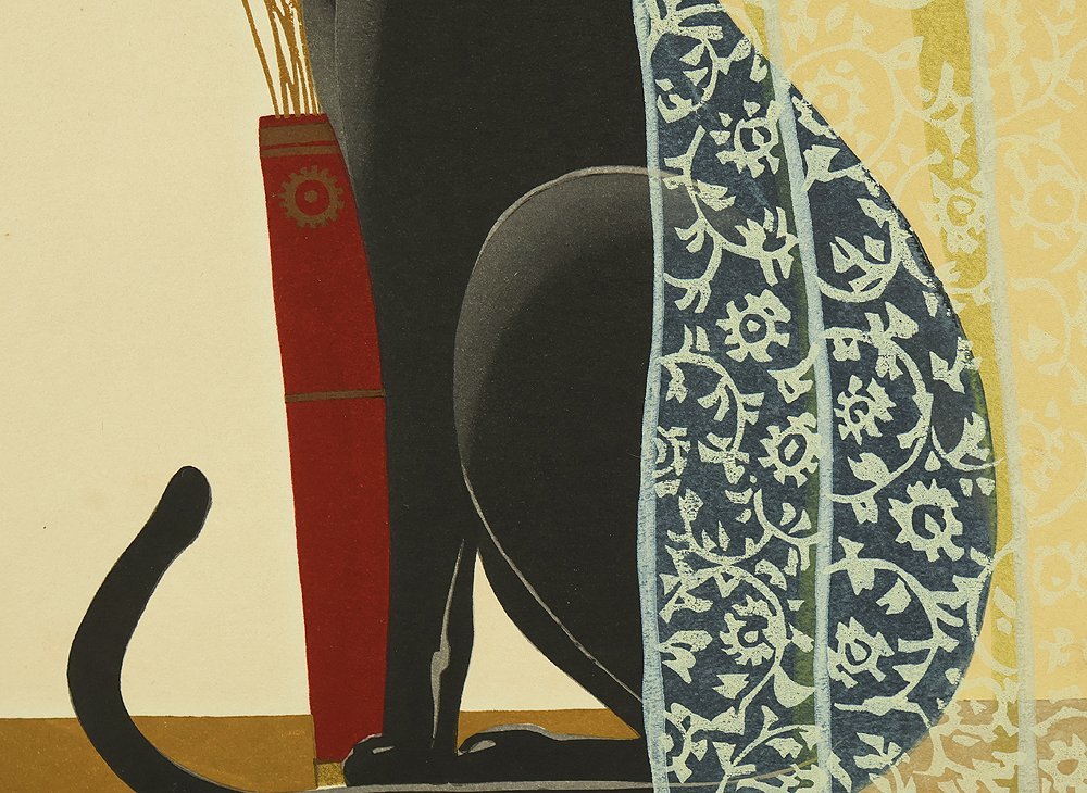 QU-809g Shinhanga originale, Masao Ido, Gatto alla finestra,1985 - immagine 7