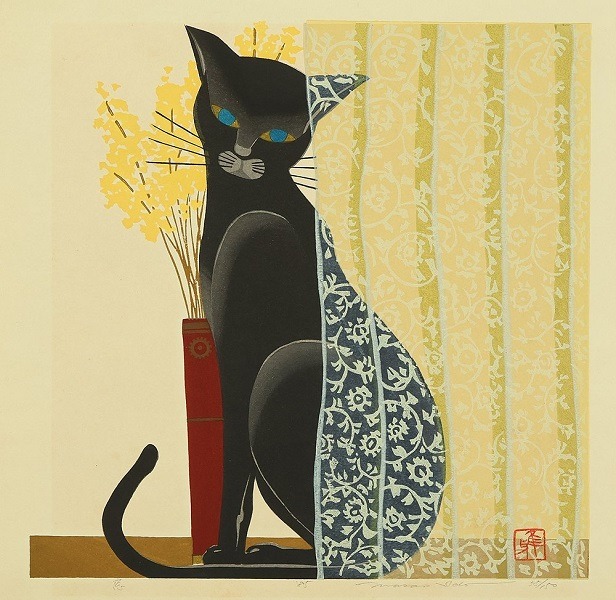 QU-809h Shinhanga originale, Masao Ido, Gatto alla finestra,1985 - immagine 8