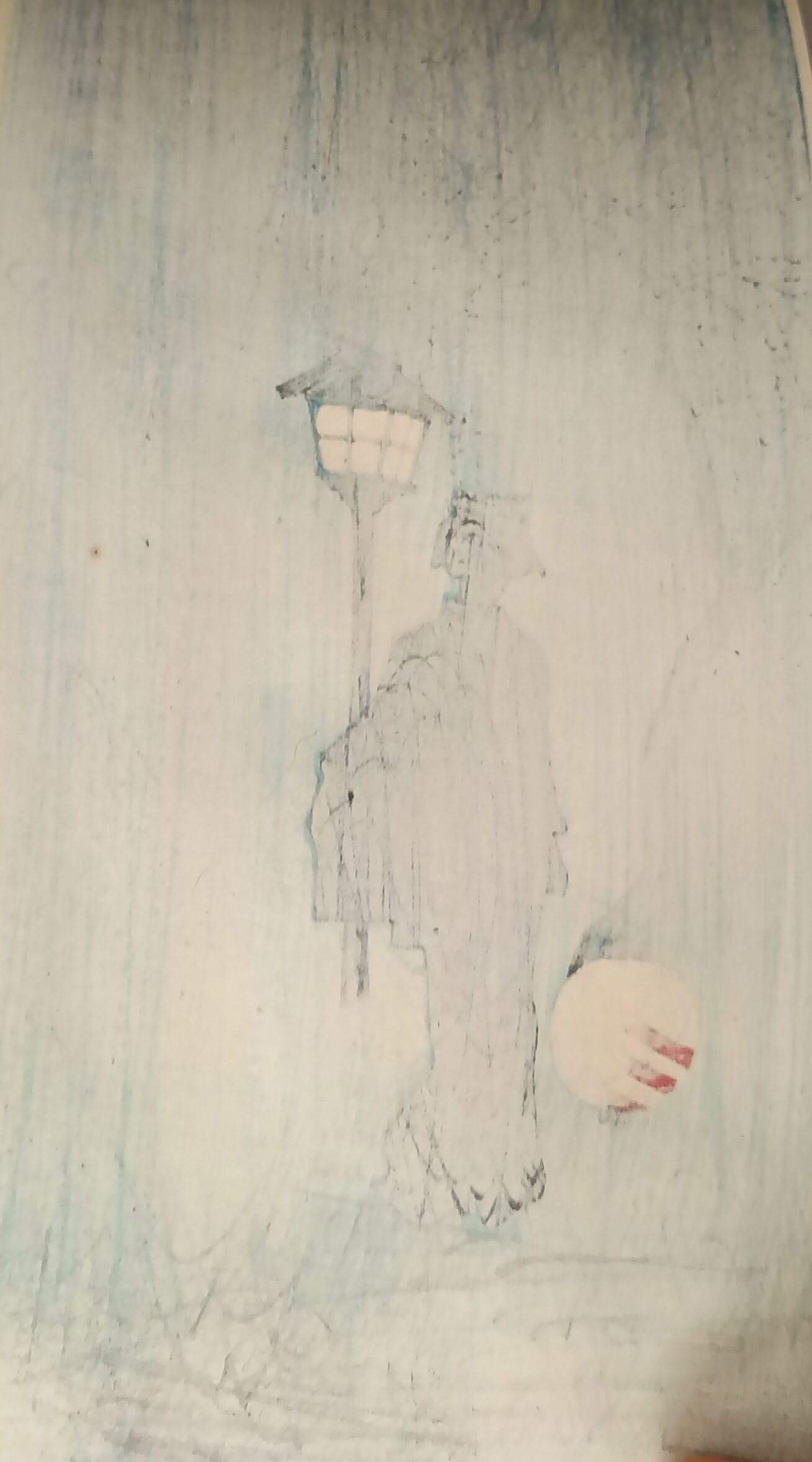 QU-814a Shinhanga originale Shotei, Donna con una lanterna in una sera di primavera,1920-30 - immagine 2