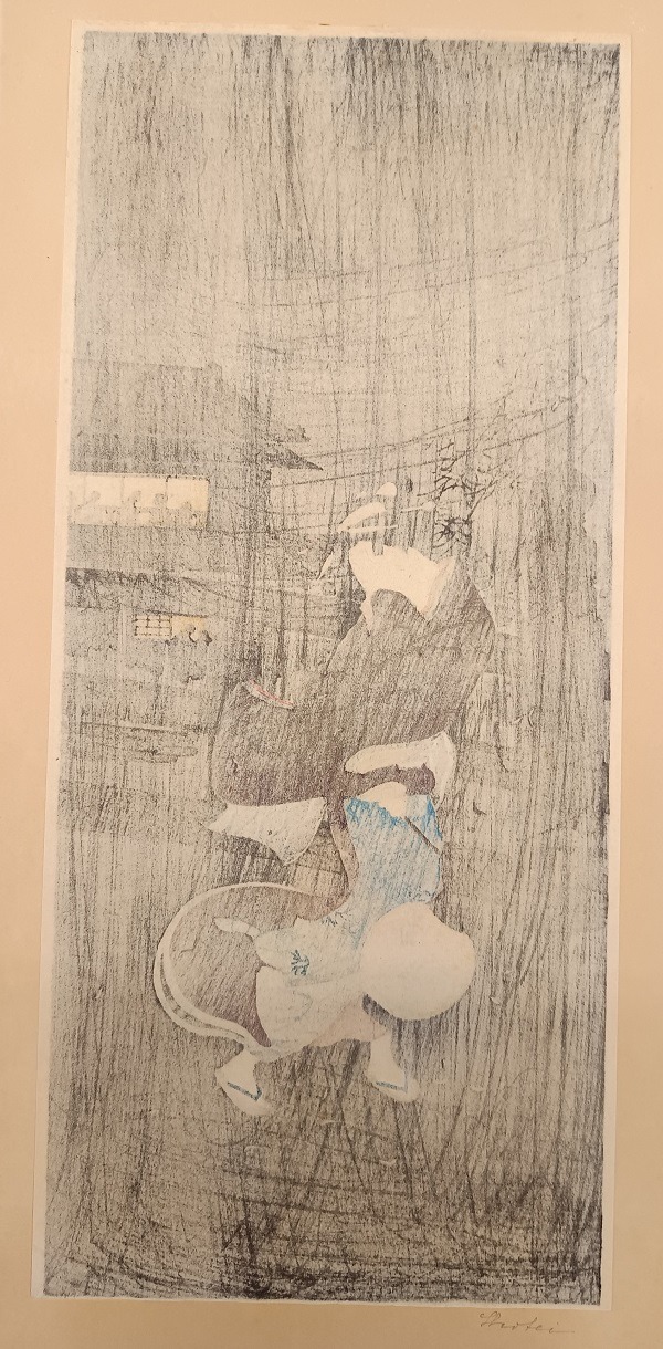 QU-817a Shinhanga originale, Hiroaki Shotei Takahashi, Vento freddo invernale,1923-30 - immagine 2