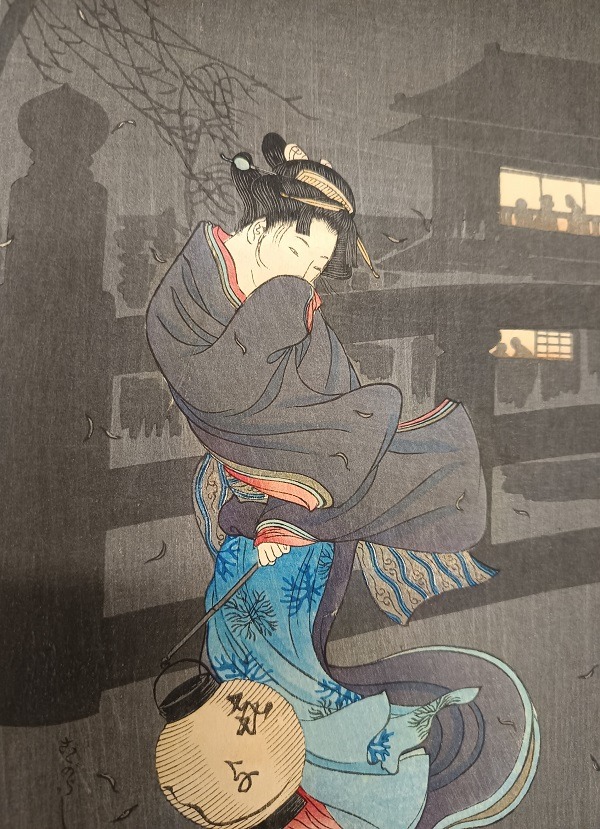QU-817b Shinhanga originale, Hiroaki Shotei Takahashi, Vento freddo invernale,1923-30 - immagine 3