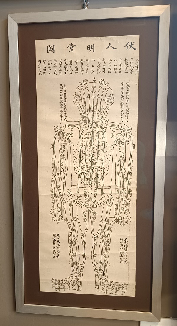 QU-836a Diagramma Antico per Agopuntura (Ming Tang Tu), fine'800 - primi'900 - immagine 2