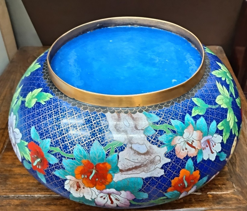 CL-16e Grande Centro Tavola Cachepot con Coperchio in Smalto Cloisonné – Cina, Epoca Metà '900 - immagine 6